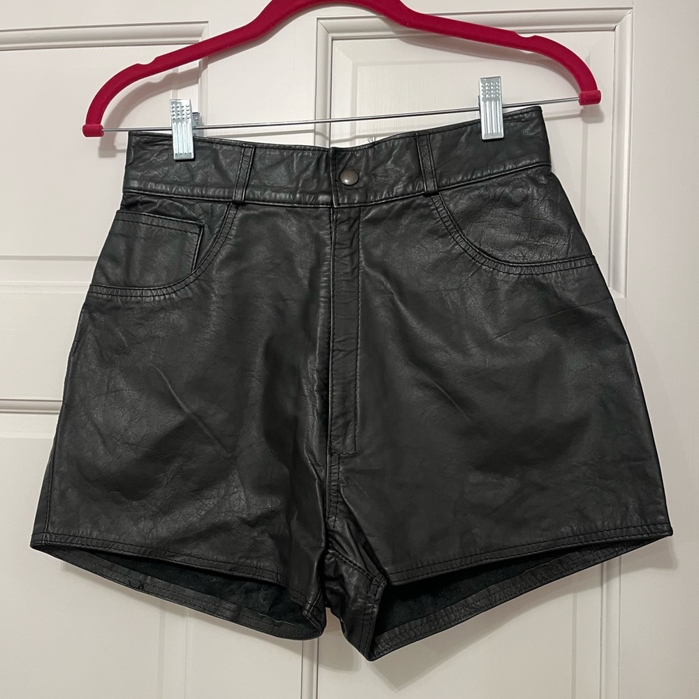 High waisted leather shorts